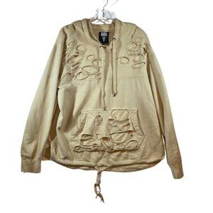 REBEL MINDS Distressed DESTROYED Cut PULLOVER SWEATSHIRT SZ XL